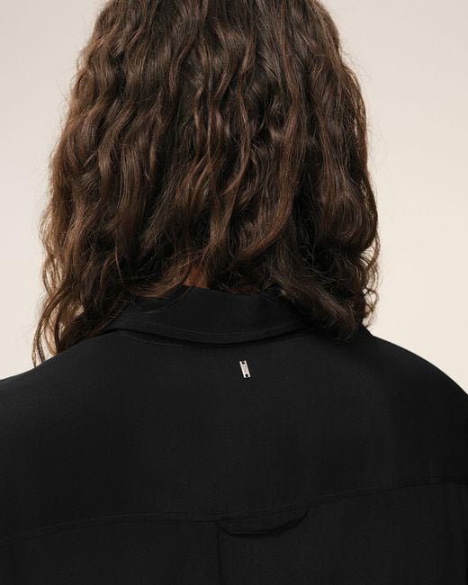 AMI Black Blended Silk Sharp Collar Adjusted Shirt for men