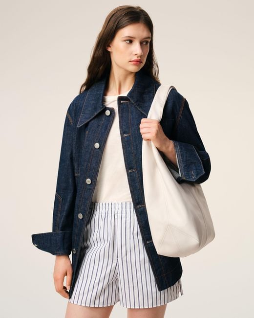 AMI Natural Soft Leather Etienne Hobo Bag