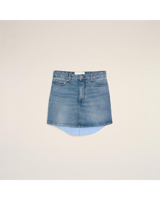 AMI Blue Cotton Mini Skirt