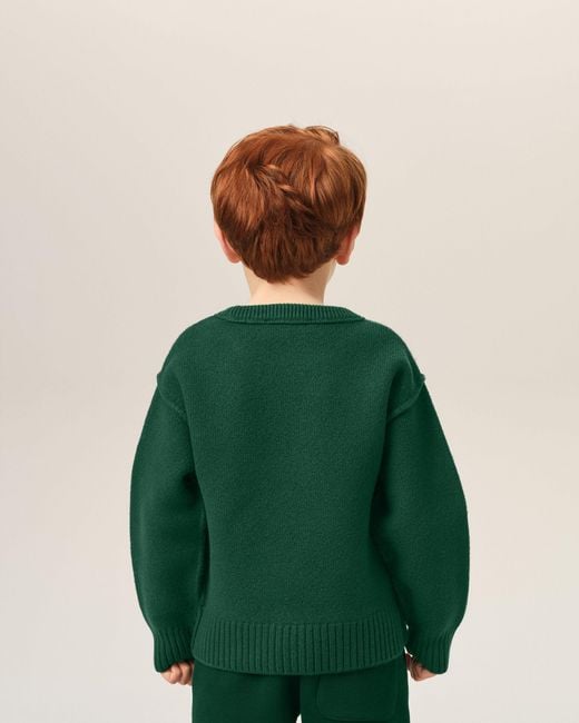 AMI Green Crewneck Wool Sweater With Ami De Coeur