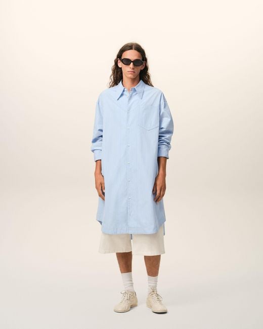 AMI Blue Cotton Ami De Coeur Wide Shirt Dress