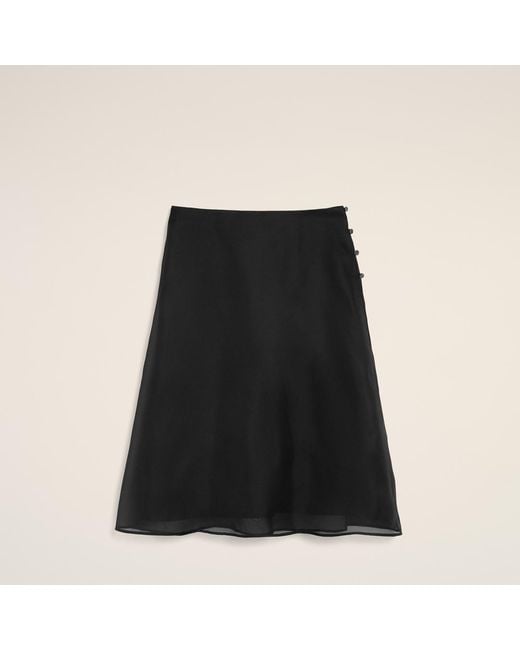 AMI Black Silk Midi Sheer Underskirt Trapeze Skirt