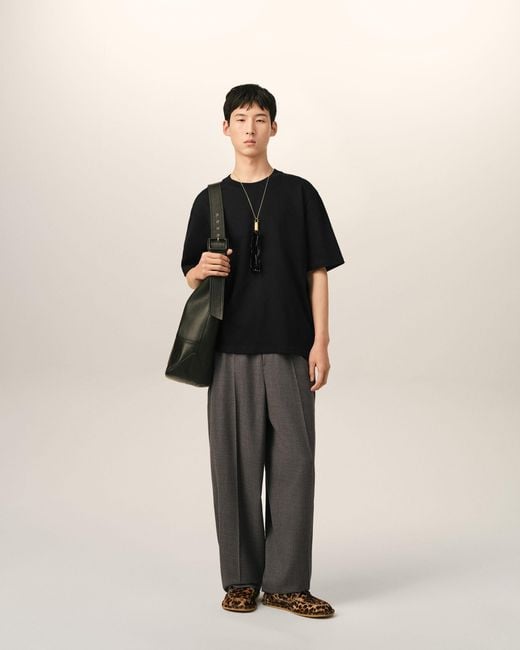 AMI Black Cotton T-Shirt With Embossed Ami De Coeur