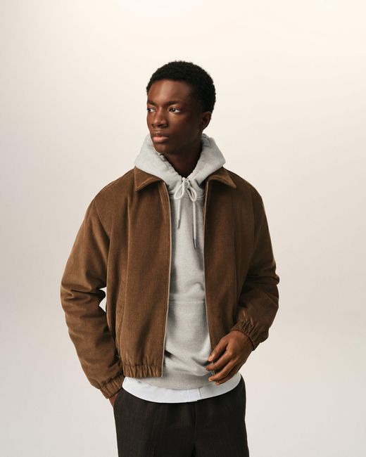 AMI Brown Corduroy Cotton Padded Jacket With Ami De Coeur for men