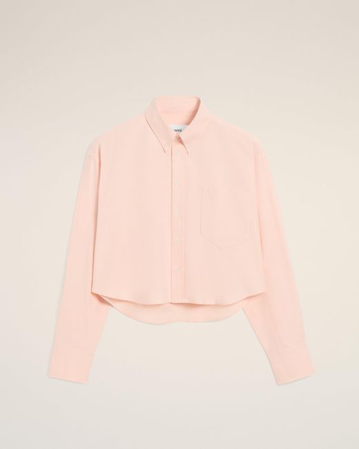AMI Pink Cotton Ami De Coeur Cropped Oversized Shirt