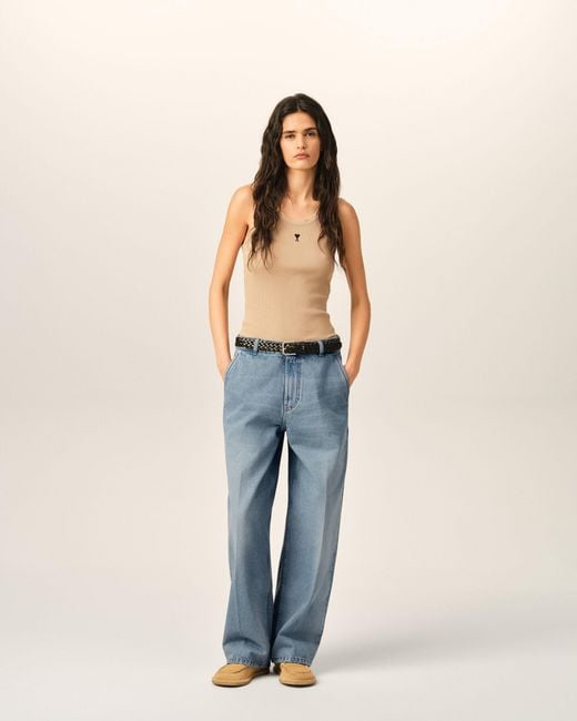 AMI Blue Balloon-Fit Cotton Jeans