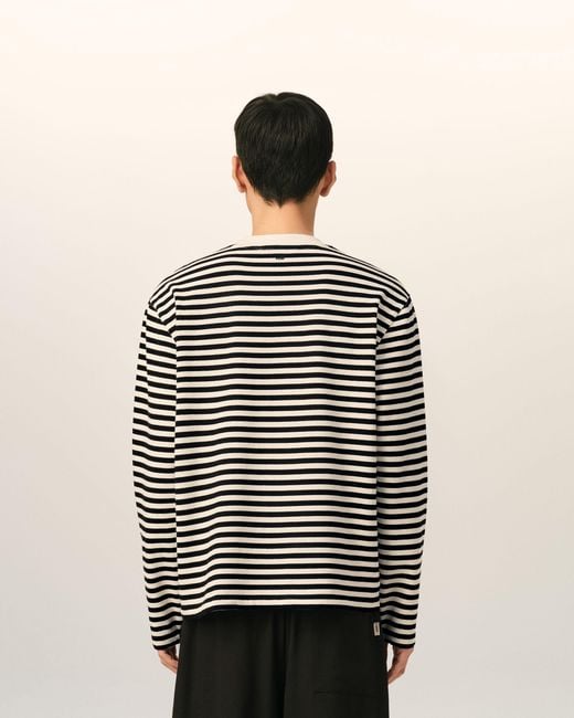 AMI Natural And Mariniere Cotton T-Shirt With Ami De Coeur