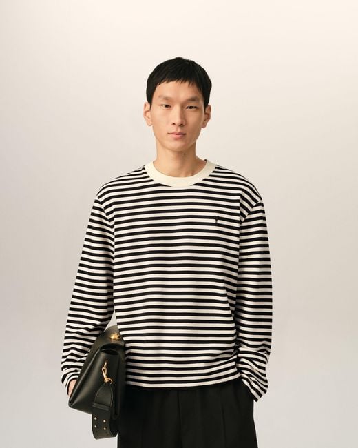 AMI Natural And Mariniere Cotton T-Shirt With Ami De Coeur