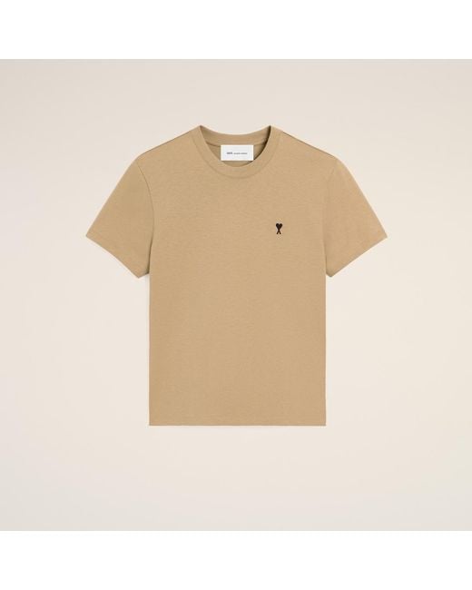 AMI Natural Cotton T-Shirt With Ami De Coeur for men