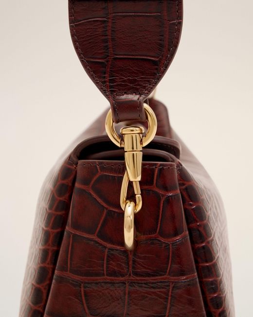 AMI Natural Crocodile Embossed Cow Leather Carrousel Bag