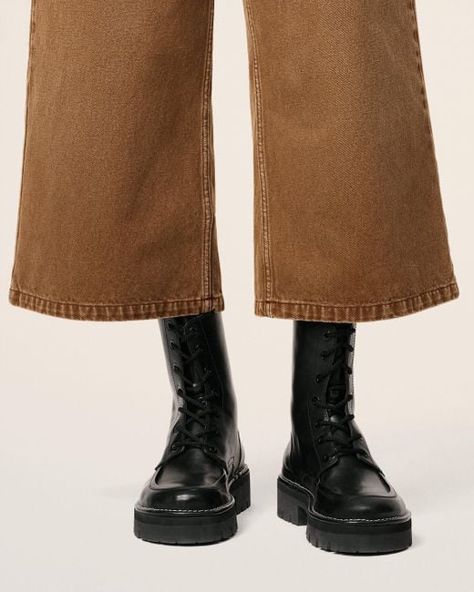 AMI Black Leather Anatomical Toe Laced Up Boots