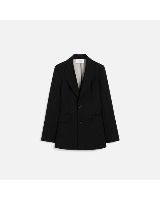 AMI Black Taillierte Jacke Aus Schwarzer Wolle Mit Zwei Knöpfen