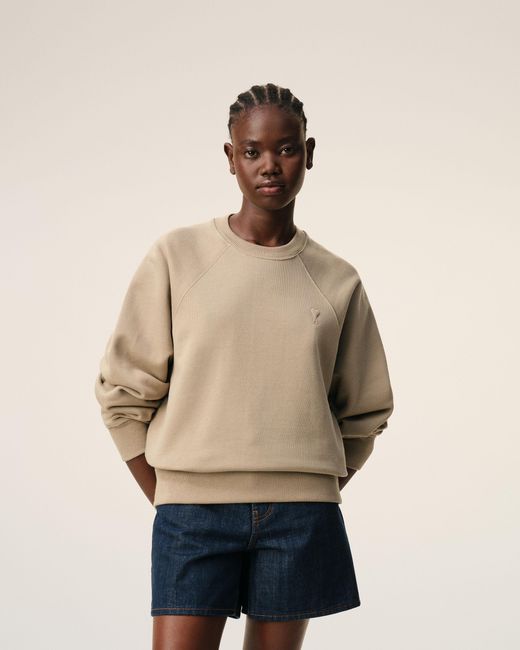 AMI Natural Cotton Embossed Ami De Coeur Sweatshirt