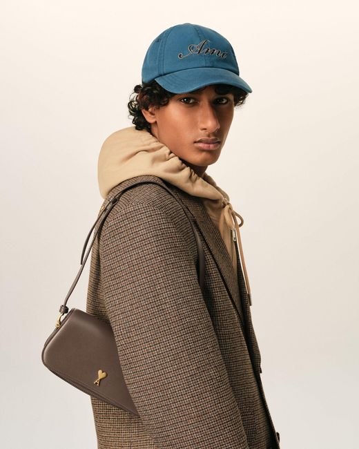 AMI Natural Cowhide Leather Paris Paris Shoulder Bag