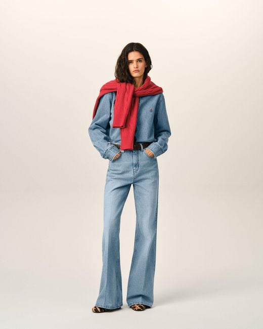 AMI Blue Denim Cotton Ami De Coeur Shirt