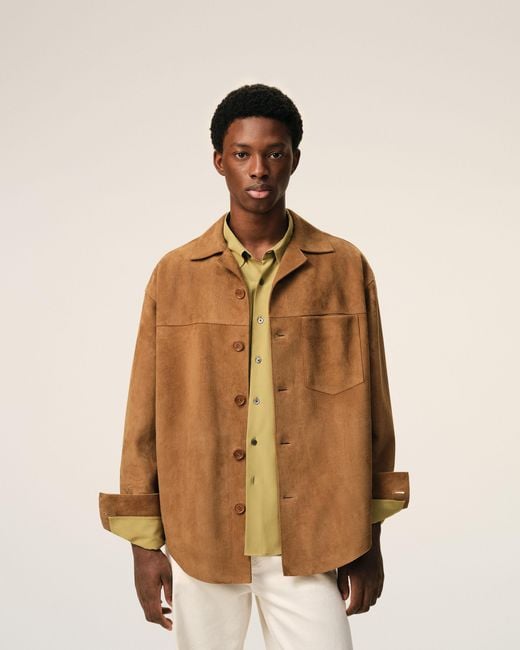 AMI Natural Goat Leather Buttoned Overshirt