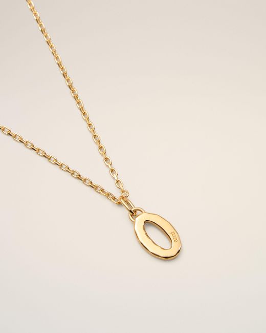 AMI Natural Brass Hammered "0" Pendant Necklace