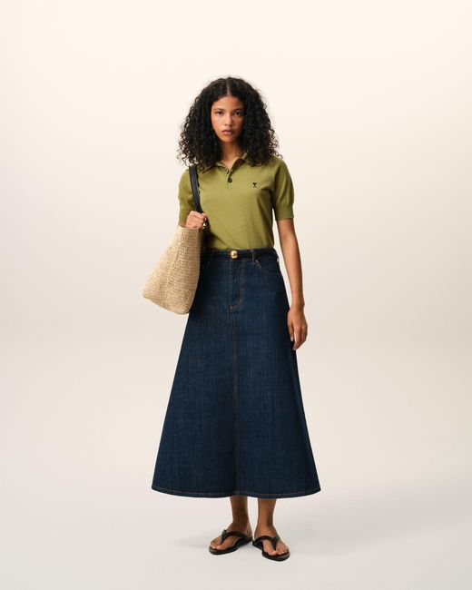 AMI Green Wool Short Sleeves Ami De Coeur Polo