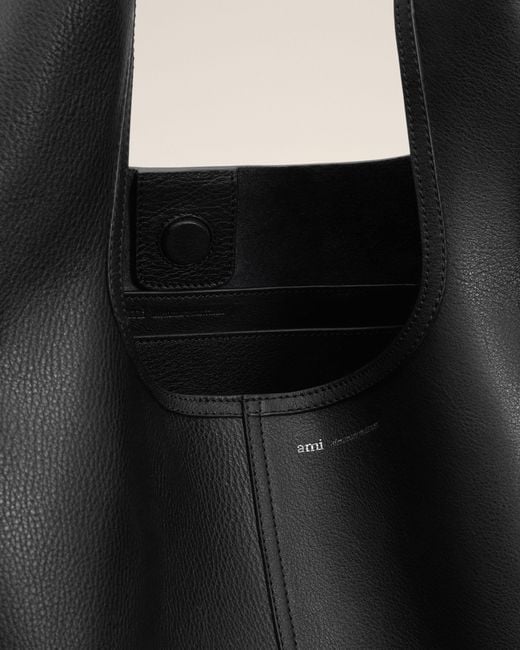 AMI Black Soft Leather Etienne Hobo Bag