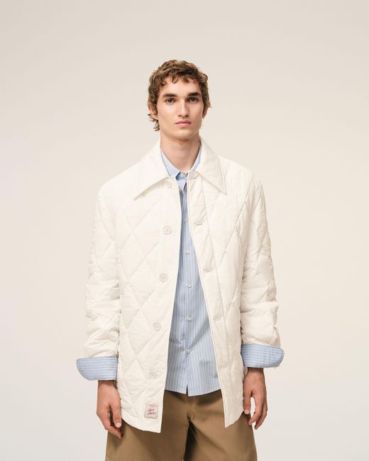 AMI Natural Nylon Padded Buttoned Jacket