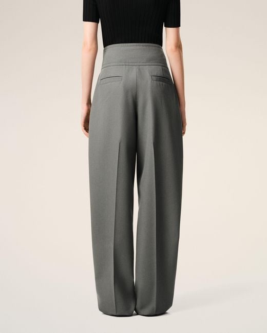 AMI Gray New Wool Wrapped Belted Trousers
