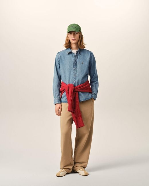 AMI Blue Denim Cotton Ami De Coeur Shirt