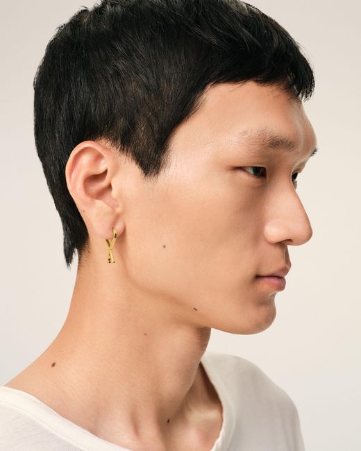 AMI Natural Brass Small Hoops With Ami De Coeur