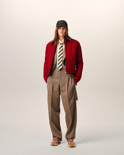 AMI Red Cotton Zipped Jacket With Ami De Coeur