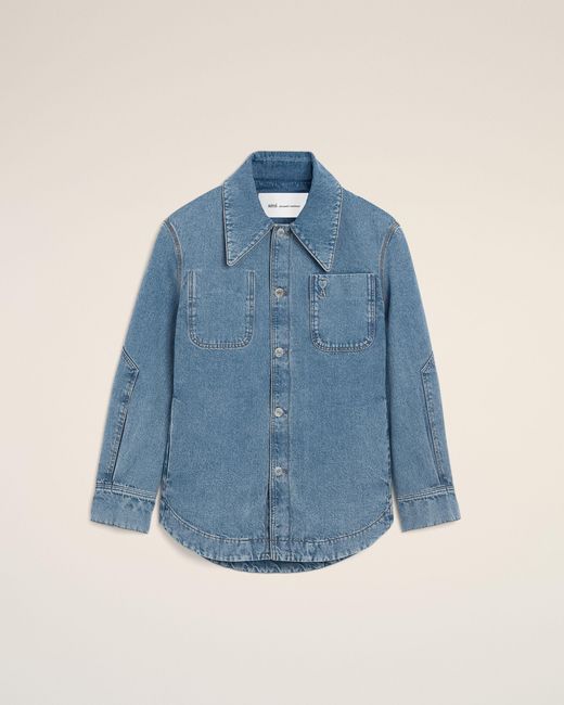 AMI Blue Cotton Ami De Coeur Worker Overshirt