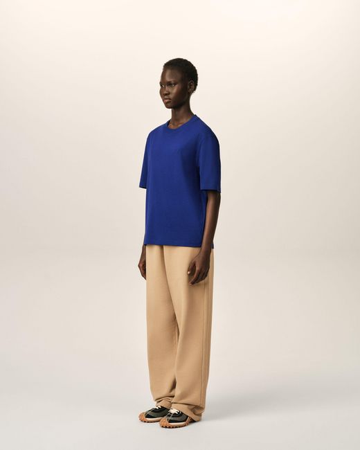 AMI Blue Cotton T-Shirt With Embossed Ami De Coeur