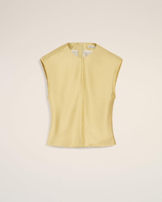 AMI Natural Sleeveless Raw Edge Details Top