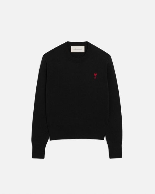 AMI Black Wool Sweater With Crew Neck