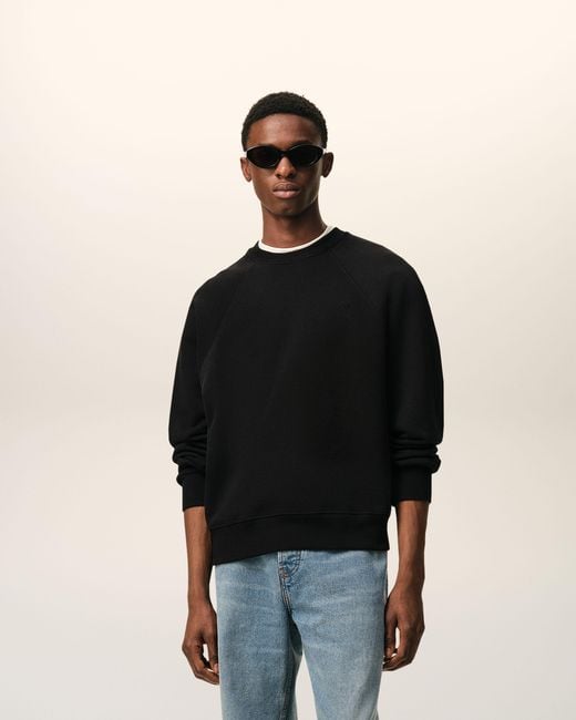 AMI Black Cotton Embossed Ami De Coeur Sweatshirt