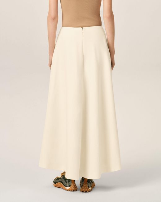 AMI Natural A-Line Cotton And Linen Skirt