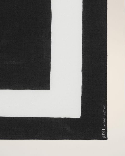 AMI Black Cotton Ami De Coeur Printed Scarf
