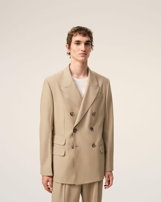 AMI Natural New Wool Double Breasted Straight Jacket for men