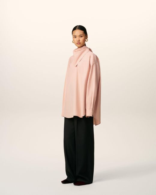 AMI Pink Cotton Long Sleeves Bandana Blouse