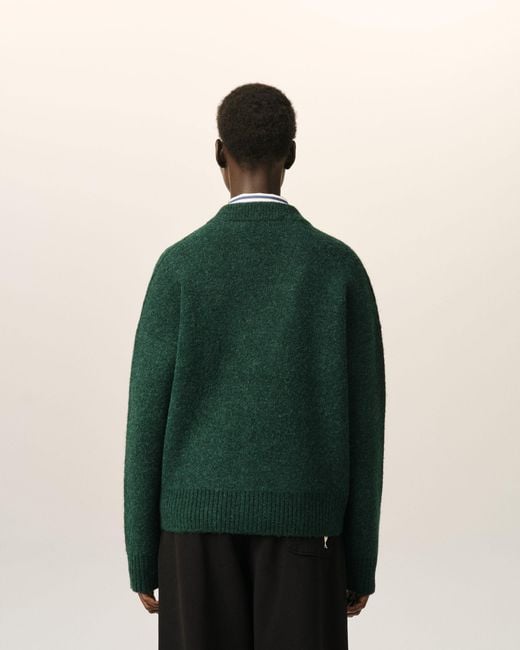 AMI Green Alpaca Cardigan With Ami De Coeur
