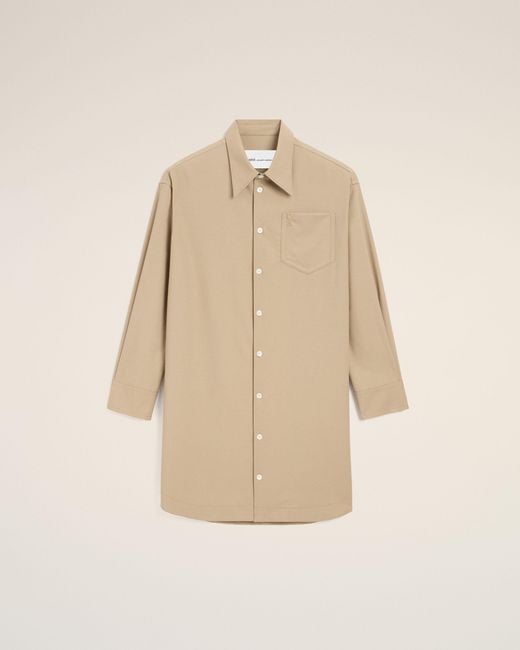 AMI Natural New Wool Ami De Coeur Wide Shirt Dress