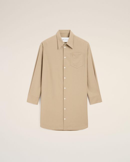 AMI Natural New Wool Ami De Coeur Wide Shirt Dress