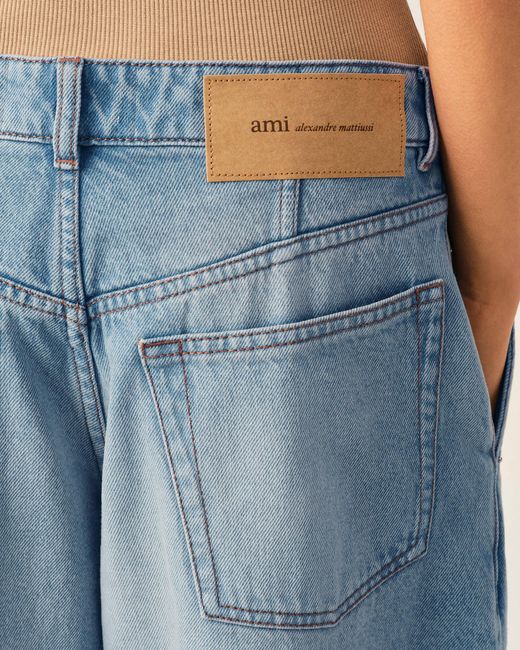 AMI Blue Balloon-Fit Cotton Jeans
