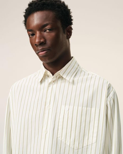AMI Natural Striped Cotton Ami De Coeur Boxy Shirt