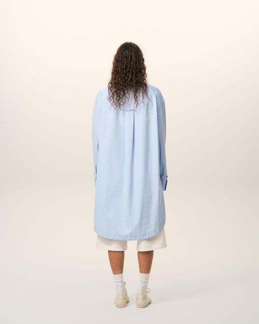 AMI Blue Cotton Ami De Coeur Wide Shirt Dress