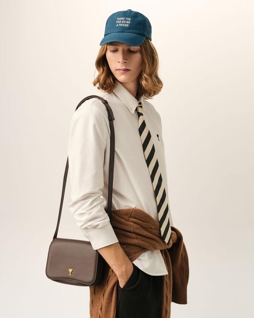 AMI Natural Cowhide Leather Paris Paris Bag