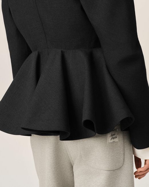 AMI Black Peplum Wool Jacket