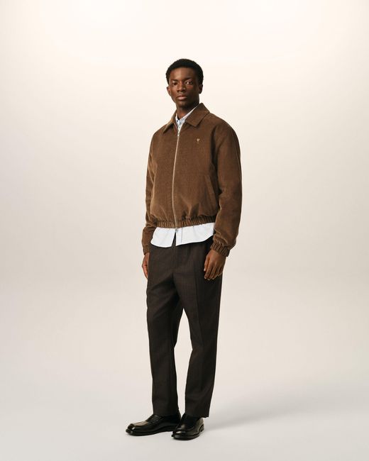 AMI Brown Corduroy Cotton Padded Jacket With Ami De Coeur for men
