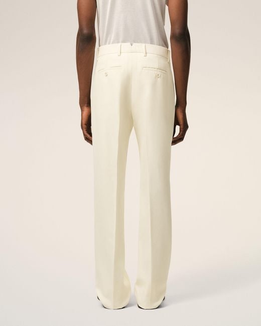 AMI Natural Wool Straight Trousers for men
