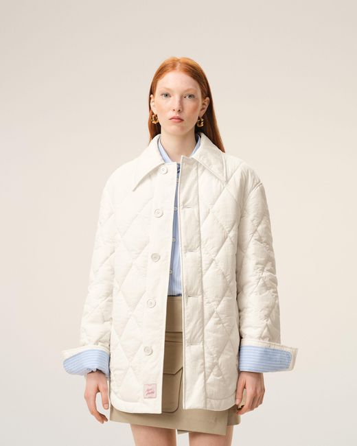AMI Natural Nylon Padded Buttoned Jacket