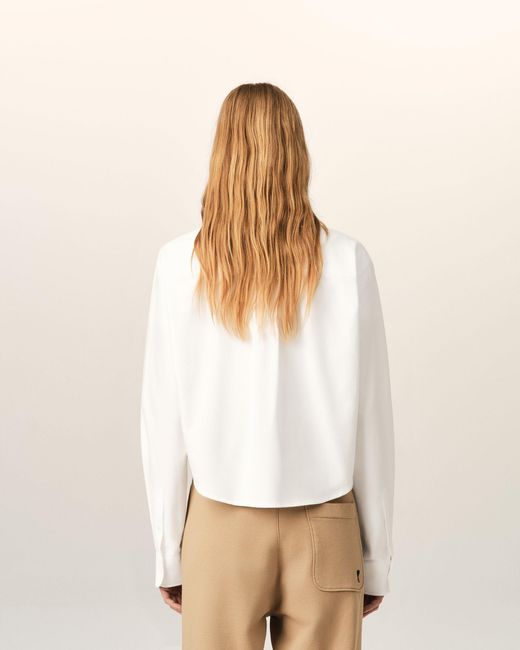 AMI Natural Cotton Cropped Shirt With Embossed Ami De Coeur