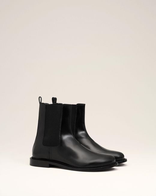 AMI Black Leather Anatomical Toe Chelsea Boots for men